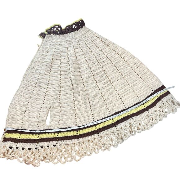 Vintage 1970s Boho Hand Knit Crochet Shawl Cape Hippie Grandma Core - Picture 14 of 16